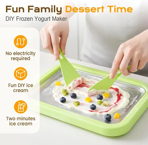 Miniatura 4 de Máquina de helados instantánea, kit de máquina de helados enrollados en casa 2026, placa de congelación instantánea con 2 raspadores, máquina
