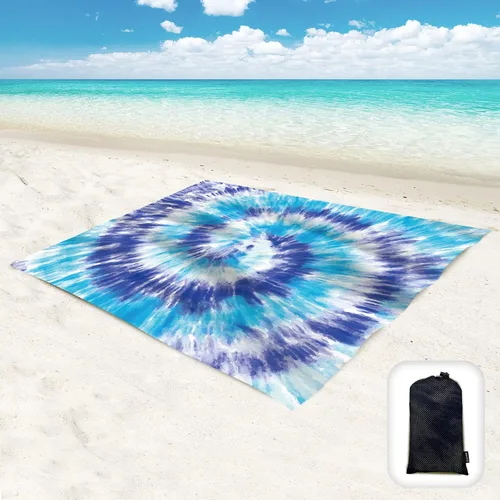 Manta de playa impermeable a prueba de arena, de gran tamaño de 95 x 80 pulgadas, tapete de playa sin arena con bolsillos en las esquinas, bolsa de