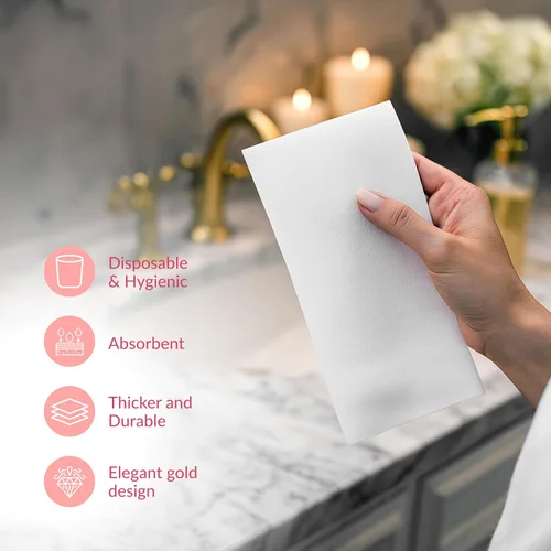 Miniatura 5 de Prestee 100 Toallas de Papel Desechables de Tacto de Lino - Toallas de Mano para Baño - Servilletas Similares a la Tela para Bodas, Eventos y Cenas