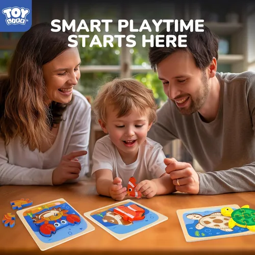 Miniatura 2 de TOY Life Rompecabezas de madera para niños pequeños de 2 a 4 años, rompecabezas de animales marinos para niños pequeños de 1 a 3, rompecabezas