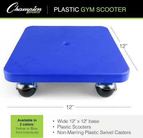 Miniatura 3 de Champion Sports Scooter Board – Choice of Handles or No Handles, Durable Plastic Scooters for Youth Gym & PE Class, Indoor & Outdoor Play, Surtido