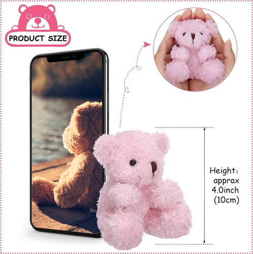 Miniatura 2 de Threan 8 Piezas Mini Osos de Peluche de 4'' Osos Pequeños a Granel Juguetes de Animales de Peluche Muñecos de Oso Suave Pequeños Rellenos de Regalo