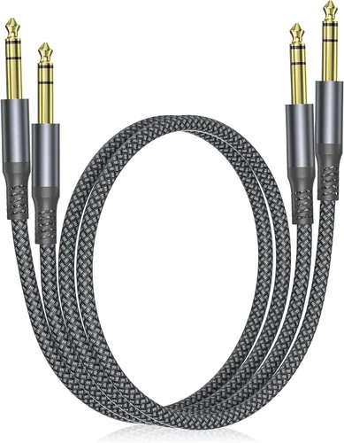 Miniatura 13 de Elebase - Cable macho recto de interconexión TRS de 1/4 de pulgada, de 0.25 pulgadas, guitarra eléctrica, bajo, teclado, mezclador, amplificador