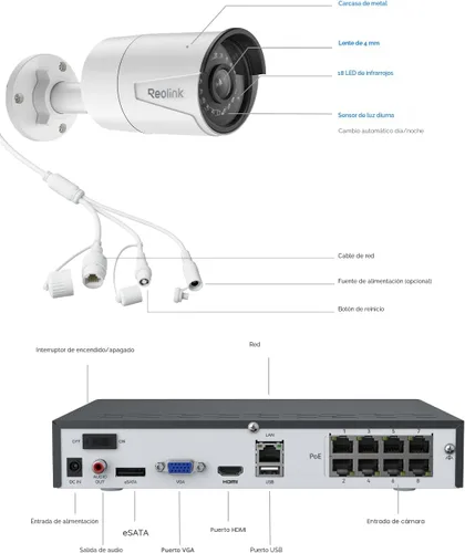 Miniatura 8 de REOLINK Sistema de cámara de seguridad de 8CH 5MP, 4 cámaras PoE con cable para seguridad del hogar al aire libre, detección inteligente de Blanco