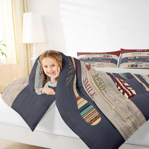 Miniatura 6 de Juego de edredón de verano con reglas de la piscina, ropa de cama rústica de granja, tamaño individual para niños, adolescentes y adultos