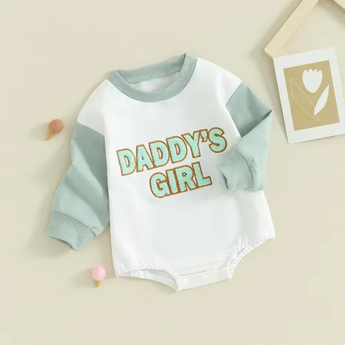 Miniatura 3 de Ropa de bebé recién nacida, ropa para niña con estampado de papi, sudadera bordada, mameluco de manga larga