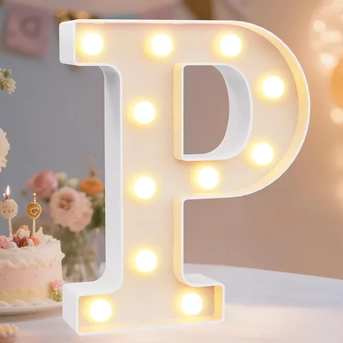 Miniatura 41 de Pooqla Letras con luces LED de marquesina, letras decorativas iluminadas en blanco cálido y blanco frío, letras del alfabeto iluminadas para niños