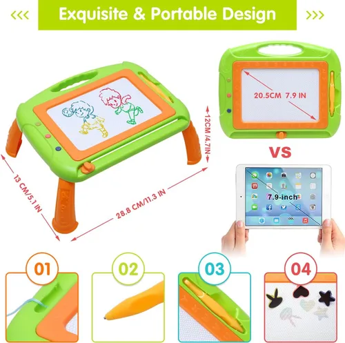 Miniatura 4 de Juguetes para niñas y niños pequeños, tablero de dibujo magnético para niñas y niños de 3 años, pizarra de garabatos con 1 bolígrafo para niños de 3