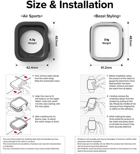 Miniatura 7 de Ringke Air Sports + bisel styling para Apple Watch Series 9, 8, 7 (1.614 in), SE 3, 2, 1 (1.575 in), funda de TPU con marco de acero inoxidable