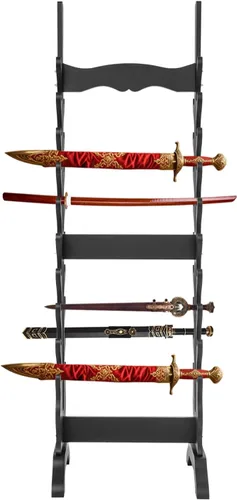 Miniatura 5 de Katana - Soporte para espada Soporte de piso de exhibición de espada de 20 niveles Soporte de bambú samurái Katana Soporte de piso resistente
