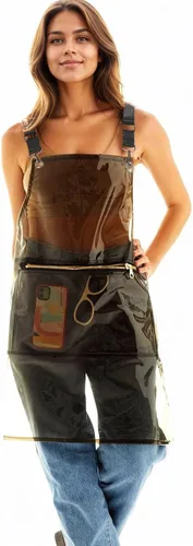 Delantal para estilista con bolsillo, delantal transparente impermeable, talla única, correas ajustables