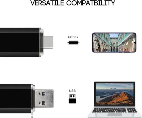 Miniatura 2 de Paquete de 2 unidades flash USB C de 16 GB tipo C + USB A Memory Stick Jump Drive 2 en 1 para almacenamiento y respaldo (16 GB* 2 negro y azul)