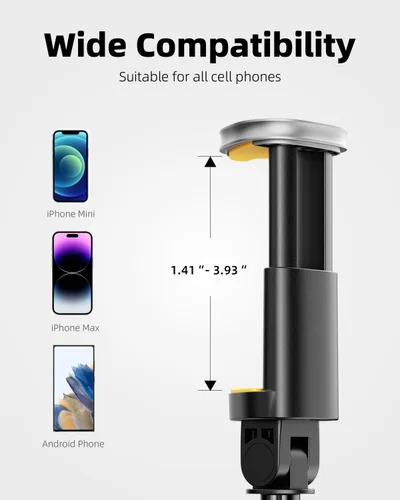 Miniatura 6 de TODI Selfie Stick Tripod for iPhone, 60" Lightweight Phone Tripod Stand with Wireless Remote, Extendable Selfie Stick for iPhone, All-in-1, Negro