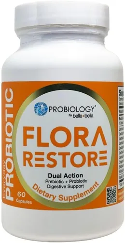 belle+bella Flora Restore Daily Probiotic - 15 mil millones de cultivos vivos - Probióticos y prebióticos para la salud digestiva e intestinal -