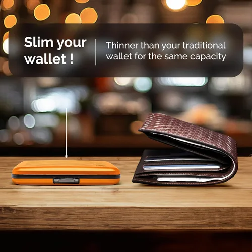 Miniatura 6 de Cartera de aluminio ÖGON -DESIGNS-, de gran capacidad con cerradura metálica, protección RFID contra fraudes y desmagnetización, modelo Smart Case