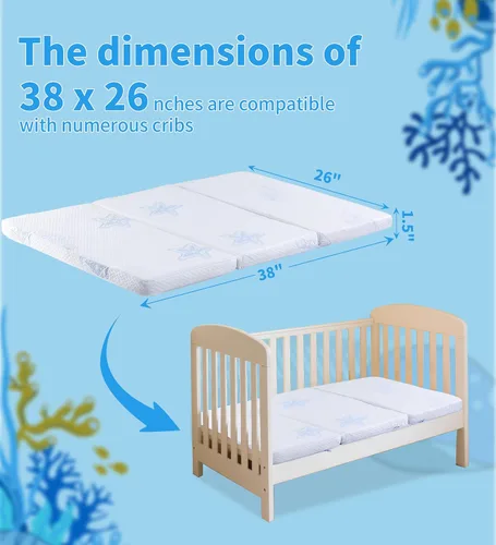 Miniatura 2 de Colchón Pack and Play, 38 x 26 pulgadas, Pack N Play, colchones para cuna, corralito de juegos para bebé, incluye funda extraíble lavable