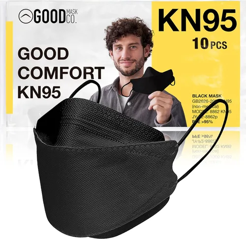 Good Mask Co. Good Comfort KN95 - Mascarilla facial KN95 desechable, plegable, eficiencia de filtro del 95 %, máscaras faciales cómodas, máscaras