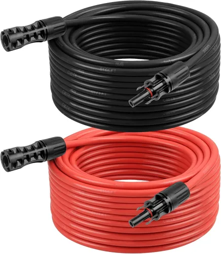 Miniatura 17 de Cable de extensión solar de 10 AWG de 2 pies negro + 2 pies de rojo, cable de panel solar de calibre 10 macho a hembra, alambre de cobre estañado