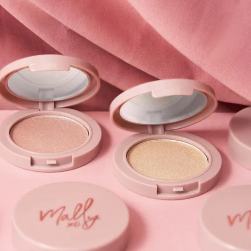 Miniatura 5 de Mally Beauty Positive Radiance Skin Perfecting Highlighter, fórmula luminosa en polvo líquido, rosa perlado