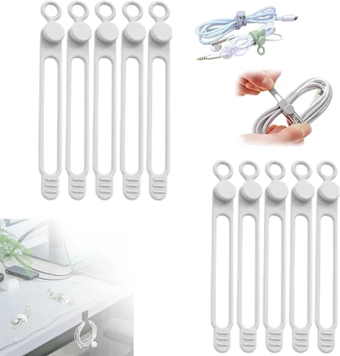 Miniatura 23 de Bridas de silicona para cables, organizador de cables de silicona, organizador de cables reutilizable, organizador de cables multiusos para viajes