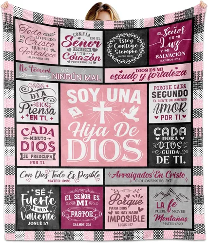 Regalos cristianos españoles para mujer, manta de 50 x 60 pulgadas, regalos cristianos para mujeres, regalos religiosos inspiradores para mujeres,
