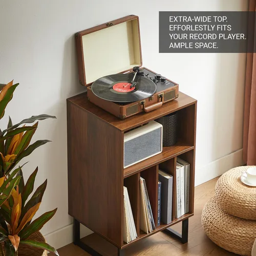 Miniatura 6 de Soporte para tocadiscos con armario de almacenamiento de vinilo, mesa giratoria para álbumes y LPs, consola multimedia moderna Muebles para sala
