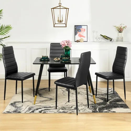 Miniatura 4 de Homy Casa Juego de 4 sillas de comedor de poliuretano, juego de 4 sillas de cocina de poliuretano, patas de metal para sala, cena, cocina