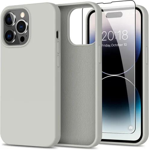 Miniatura 35 de bemal Funda para iPhone 14 Pro con protector de pantalla, silicona líquida de ajuste delgado, forro de microfibra suave, diseñada para mujeres