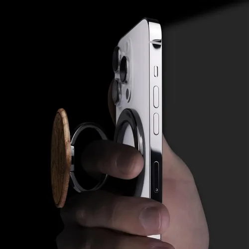 Miniatura 2 de Carveit Soporte magnético ajustable para teléfono con diseño de madera real para accesorios MagSafe, soporte de anillo de soporte de metal