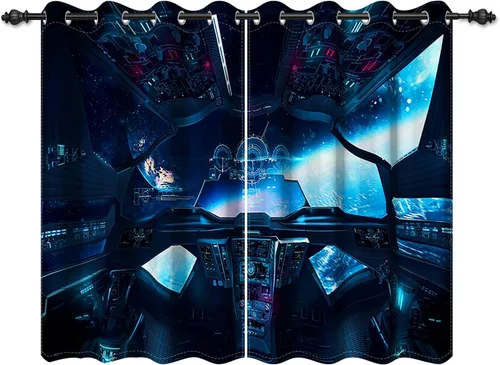 Miniatura 30 de Renaiss Cortinas para ventana del espacio exterior, paso interior de la estación espacial, corredor de ciencia ficción futurista, vista
