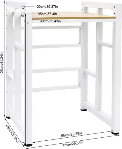 Miniatura 2 de Soporte apilable para lavadora y secadora, capacidad de carga de 419 libras, estante resistente con estante ajustable, estantes apilables para Blanco