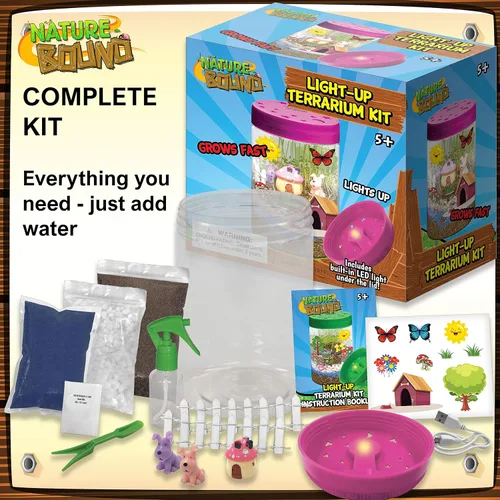 Miniatura 2 de Nature Bound Kit de terrario iluminado con luz LED para niños, incluye tema de animales de cachorro, kit de ciencia STEM para niños y niñas, regalos