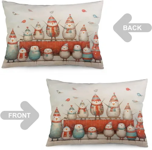 Miniatura 4 de Fundas de almohada de primavera con bonitos muñecos de nieve, fundas de almohada rústicas para vacaciones, funda de almohada tamaño Queen