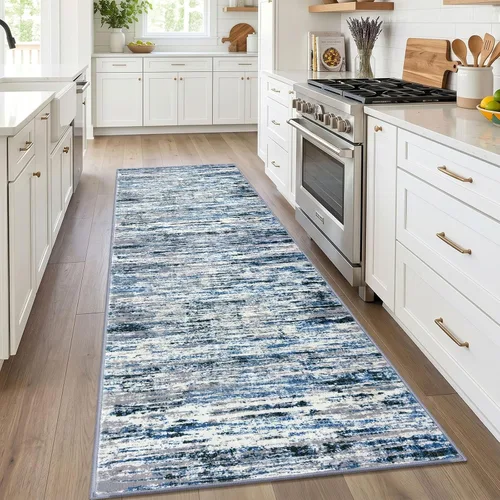 Miniatura 21 de Alfombra de pasillo moderna Lansny 2 x 6 pulgadas, alfombra de cocina lavable verde mostaza multicolor, alfombra antideslizante suave para pasillo