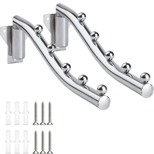 Miniatura 11 de Perchero plegable montado en la pared, colgador de ropa plegable de acero inoxidable, ganchos de ropa con soporte de brazo oscilante que ahorra