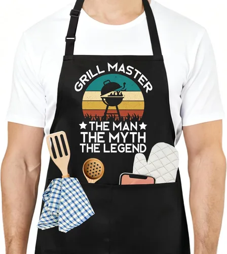Miniatura 12 de Divertido delantal de cocina para mujeres y hombres, delantal de cocina para hornear con 2 bolsillos, lindo regalo de cumpleaños, Navidad, día