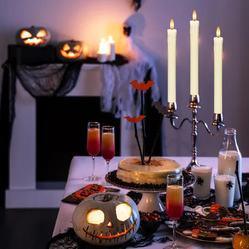 Miniatura 5 de JOIONE Velas sin llama con temporizador remoto, cera goteadora, funciona con pilas, paquete de 6 velas parpadeantes, velas LED eléctricas, velas