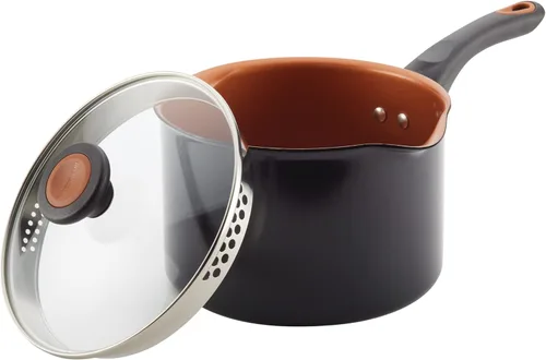Miniatura 8 de Farberware Glide - Sartén antiadherente de cerámica de cobre con tapa, 3 cuartos de galón, color negro