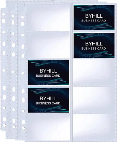 BYSTER Paquete de 30 hojas de fundas para tarjetas de presentación con 600 bolsillos, páginas ultra transparentes para carpeta de 2/3/4 anillos,