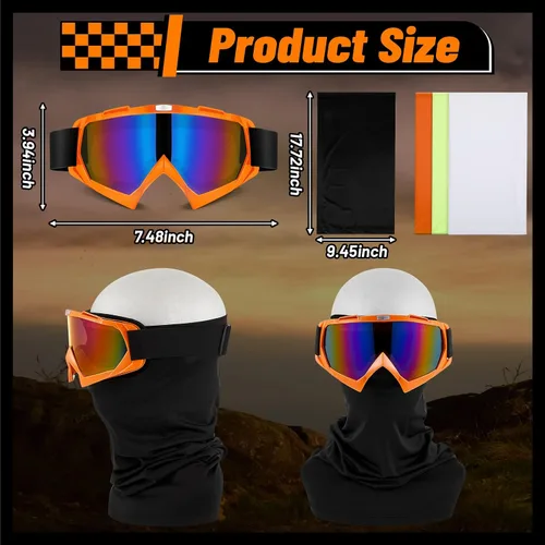 Miniatura 2 de Tallew 4 piezas de gafas para motocicleta, moto de cross y ATV para hombres y mujeres, ajustables, resistentes al viento y 4 piezas de cubierta