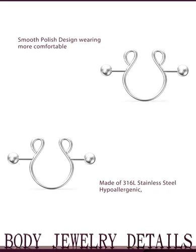 Miniatura 3 de Jenxnjsjo - Anillos falsos para pezones piercings de pezones falsos anillos de pezones falsos joyas de pezones piercings de pezones falsos sin