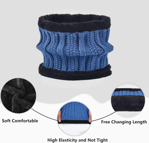 Miniatura 4 de Conjunto de guantes de invierno para mujer, gorro de forro polar, bufanda para pantalla táctil, guante 3 en 1