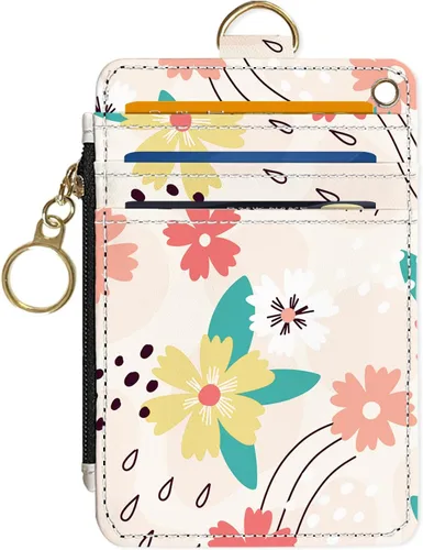 Miniatura 24 de Portafolios delgado Portafolios para tarjetas de crédito, Portafolios RFID para mujer Linda pequeña cartera de bolsillo frontal con cremallera