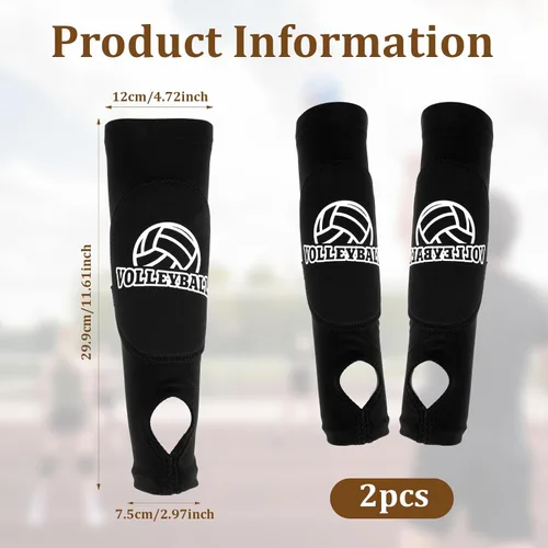 Miniatura 2 de Ymapinc Mangas de voleibol para brazos, mangas protectoras acolchadas con orificio para el pulgar, diseño transpirable y ligero para hombres y Negro