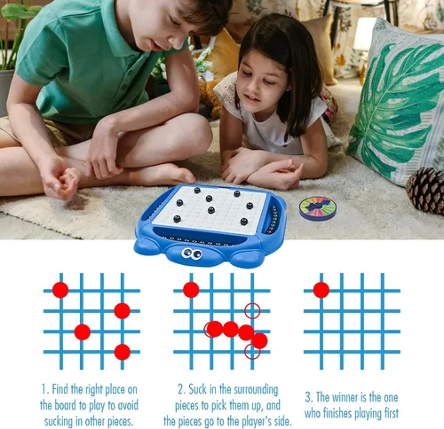 Miniatura 3 de Juego de ajedrez magnético, juego de mesa magnético con tablero y 40 piedras, innovador juego de rompecabezas de estrategia magnética para niños