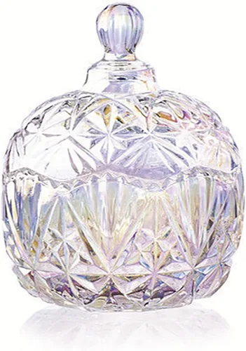 Miniatura 23 de Frasco de vidrio para caramelos de Navidad con relieve de lujo, con tapas, para joyas, tarros de caja de joyería small crown
