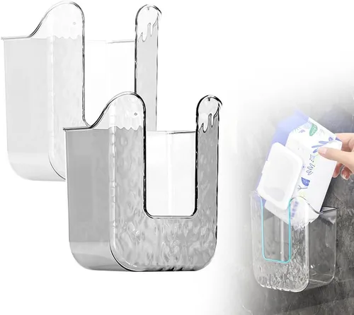 Miniatura 8 de Caja de almacenamiento de toallitas de cocina, caja de pañuelos montada en la pared, caja de servilletas faciales de plástico acrílico, dispensador