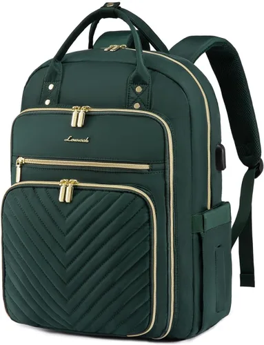 Miniatura 27 de LOVEVOOK Mochila para laptop para mujer, mochila de trabajo de moda con puerto USB, mochilas impermeables para el trabajo., Caqui-beige, 15,6 pulg.