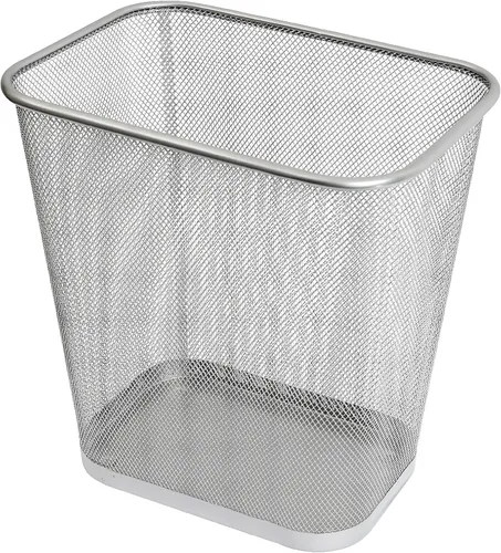 Miniatura 2 de Ybmhome Papelera de malla de acero rectangular con parte superior abierta para oficina y hogar 8x12x12 Pulgadas 1042s (1, Plata)