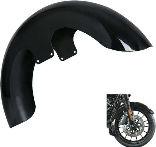 XMT-MOTO Guardabarros delantero envolvente de 23 pulgadas para Harley Touring Model Road King FLHR Electra Glide FLHT 1997-2013 negro brillante